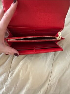 Louis Vuitton Red Leather Continental Wallet with Gold Hardware